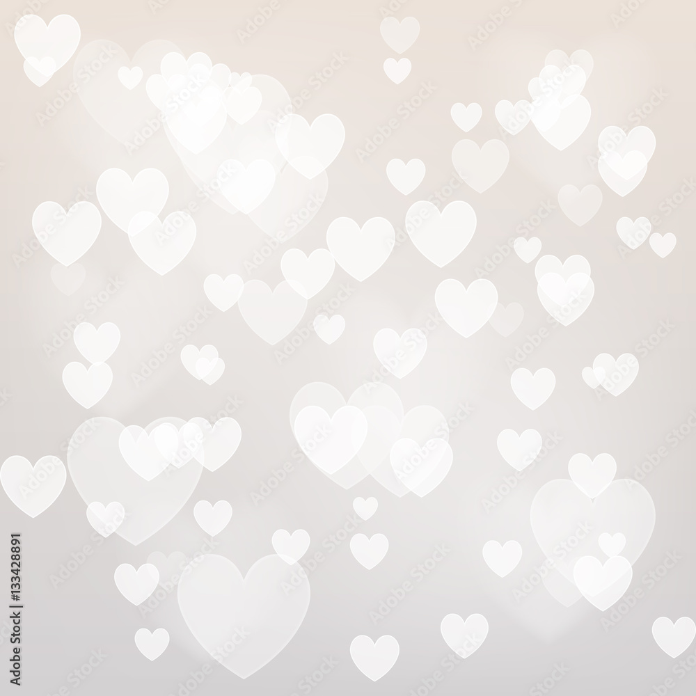 Vector love abstract background. Shiny hearts bokeh light Valentine's day