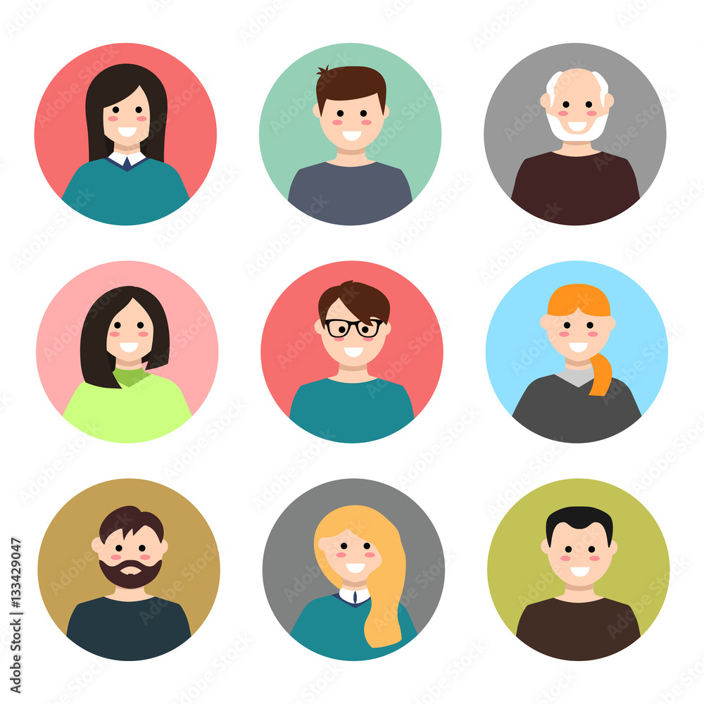 Set of avatars. Vector illustration, flat icons. Characters for web Set of avatars. Vector illustration, flat icons. Characters for web