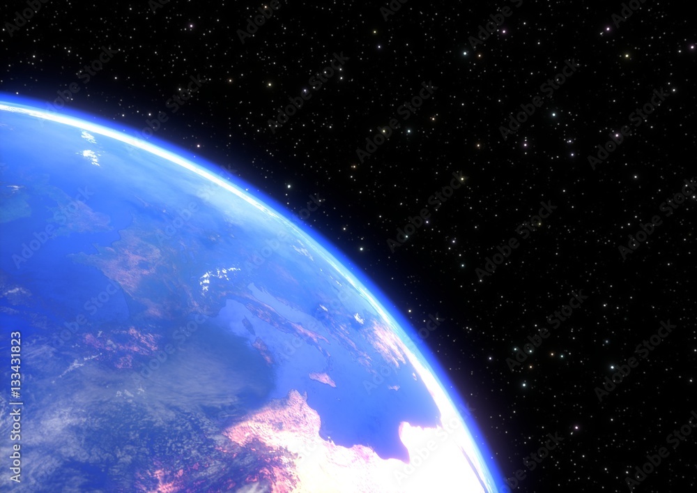 planet earth in space closeup - 3D render