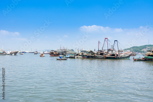 Fishing boats parking at Yangjiang Harbor of China