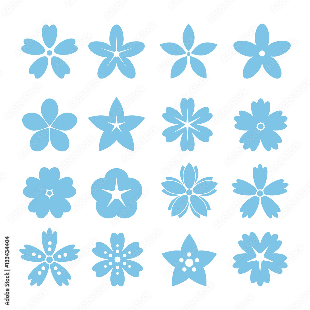 Set of flat icon flower icons Set of flat icon flower icons