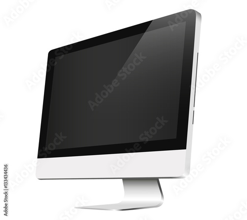 Realistic computer monitor, computer and laptop