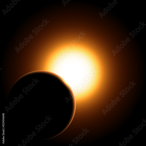 Fototapeta Naklejka Na Ścianę i Meble -  Planet and shining star in space