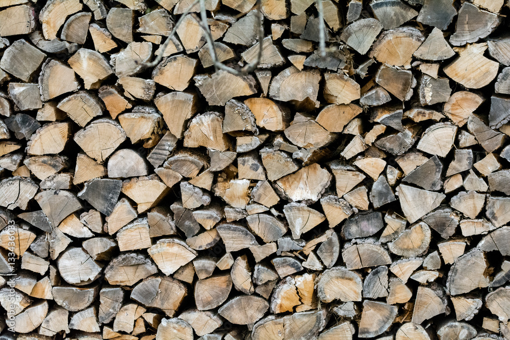 Wood stack with wood for burning in oven Wood stack with wood for burning in oven
