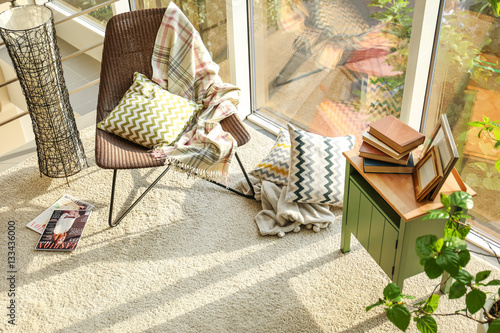 Interior of light room with...