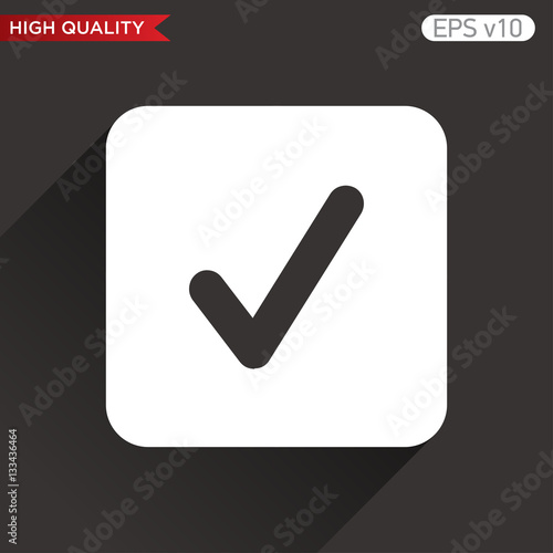 Colored icon or button of check symbol with background