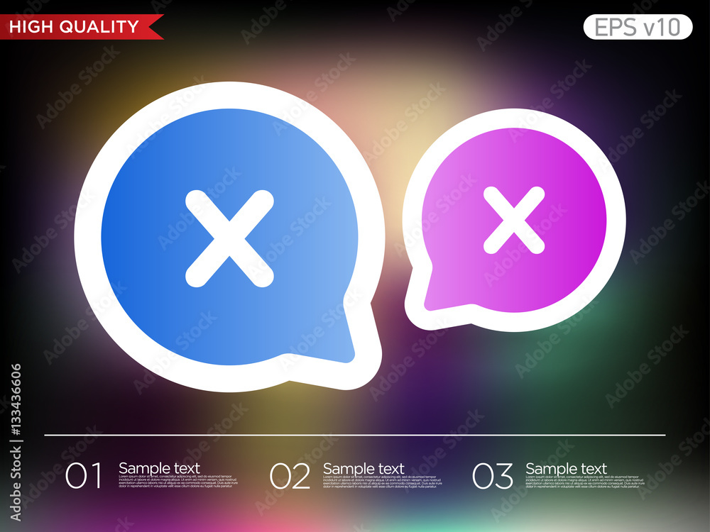 Obraz premium Colored icon or button of cross or delete symbol with background