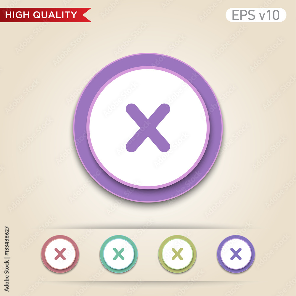 Obraz premium Colored icon or button of cross or delete symbol with background