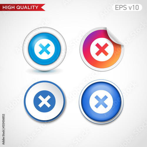 Free Download Colored icon or button of cross or delete symbol with background - GFXLoad