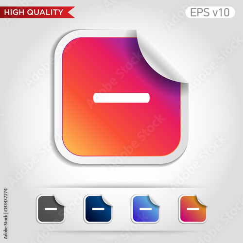 Colored icon or button of minus symbol with background