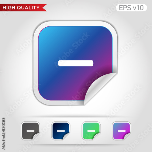 Colored icon or button of minus symbol with background