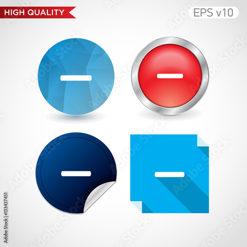 Colored icon or button of minus symbol with background