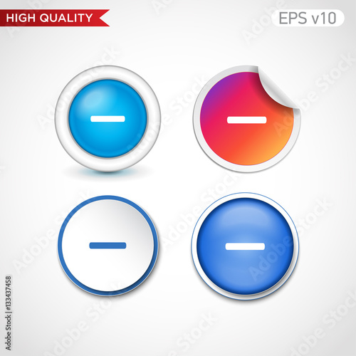 Colored icon or button of minus symbol with background