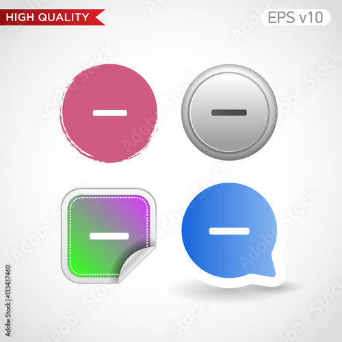 Colored icon or button of minus symbol with background