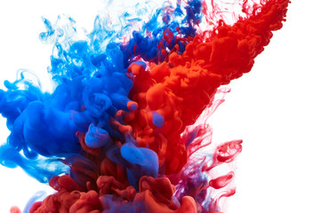 Blue and red ink splash