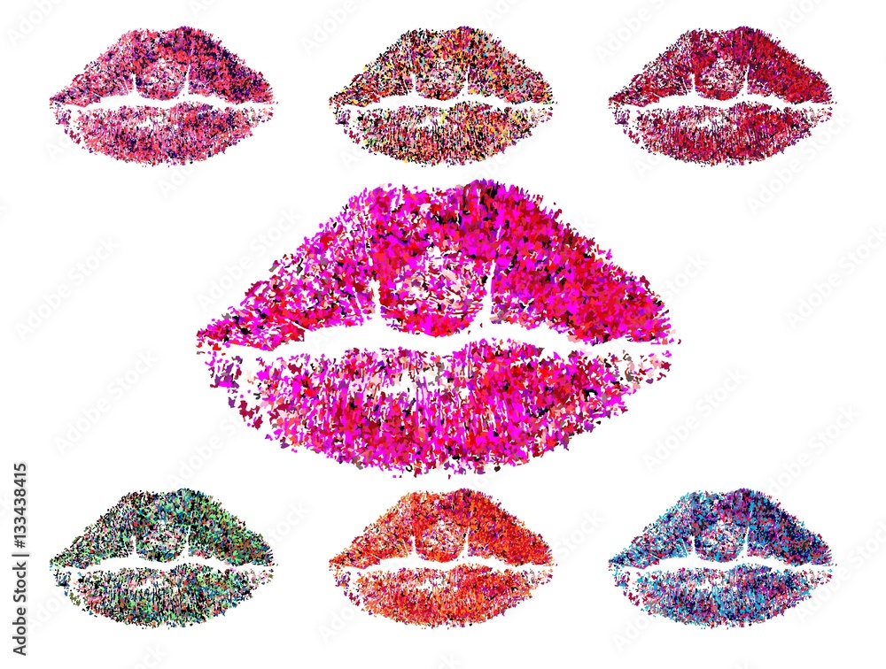 Fototapeta premium Lipstick print pattern.