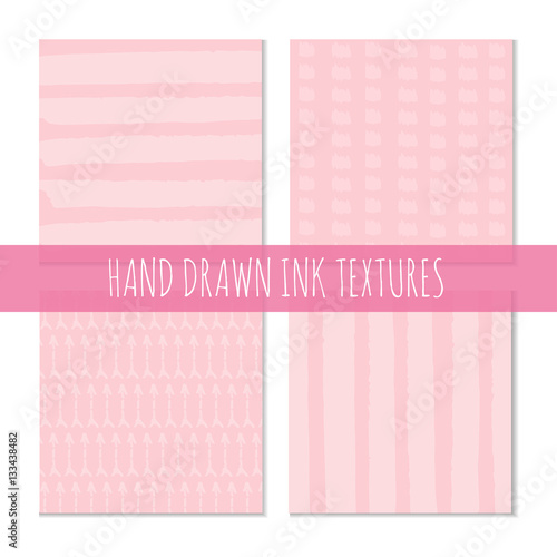 Set of 4 Ink hand drawn pattern