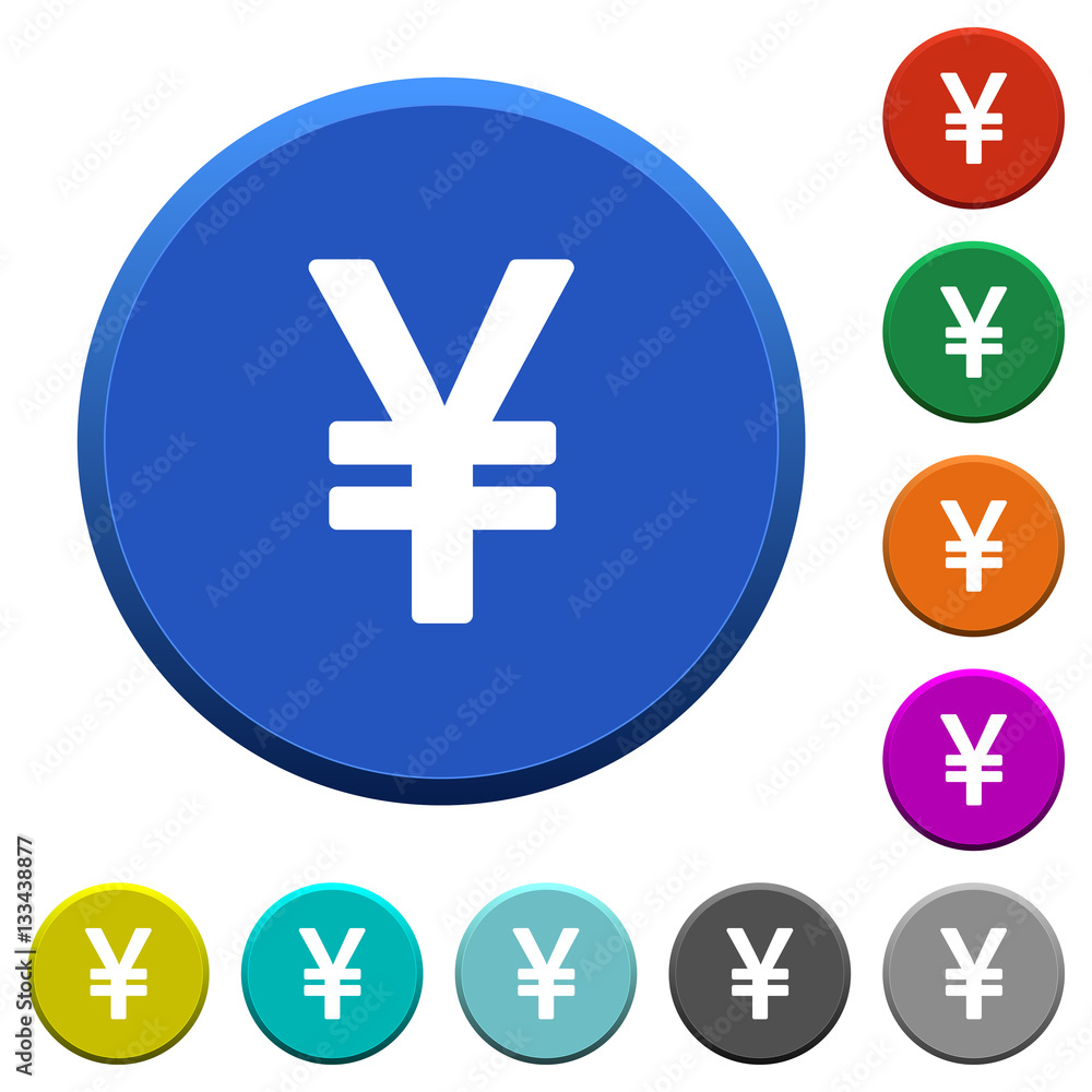 Yen sign beveled buttons Yen sign beveled buttons