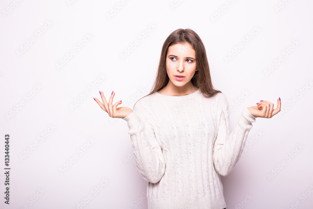 Girl with ask gesture on hands Girl with ask gesture on hands