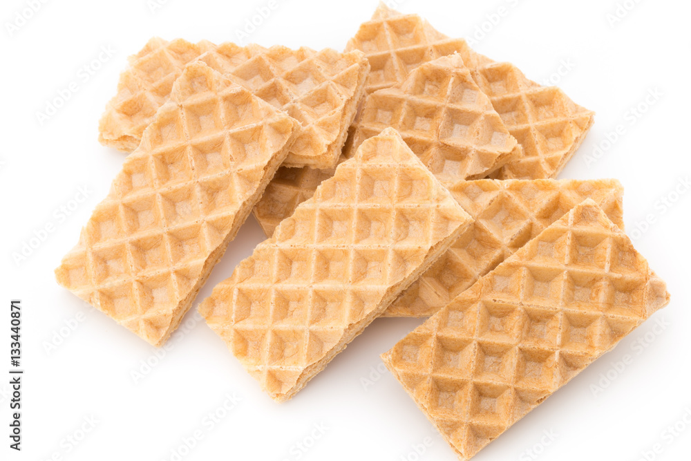 Waffle with crem isolated on white background. Waffle with crem isolated on white background.