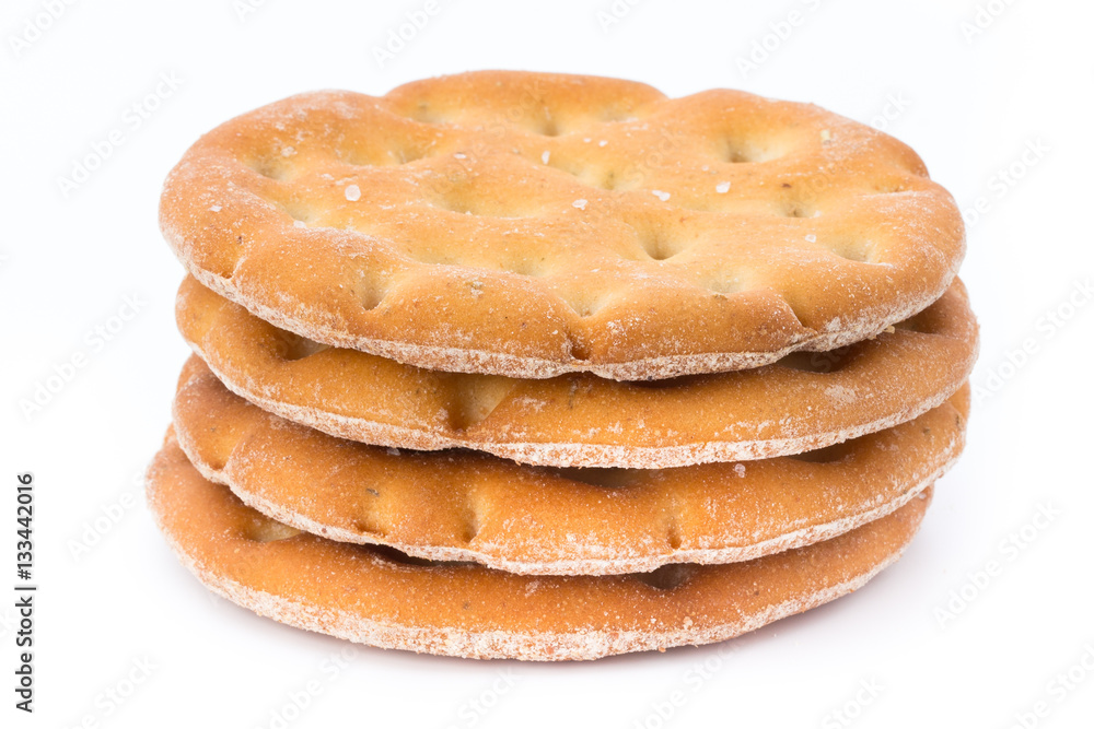 Short pastry cookies isolated on white background.