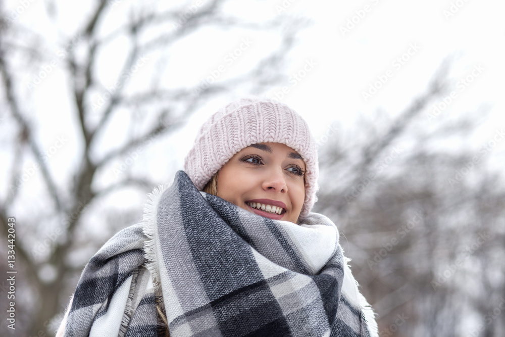 Portrait of a beautiful blonde woman in in the snow Portrait of a beautiful blonde woman in in the snow