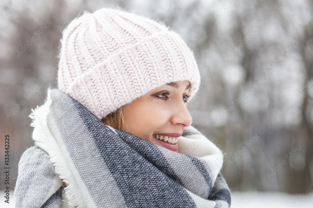 Portrait of a beautiful blonde woman in in the snow Portrait of a beautiful blonde woman in in the snow
