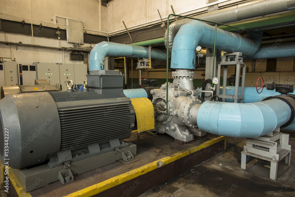 Naklejka premium several water pumps with electric motors