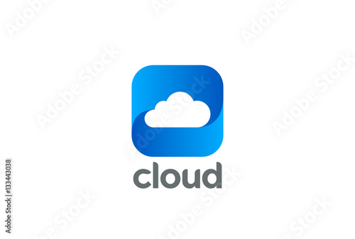 Cloud computing Logo vector. Data Storage technology Button app