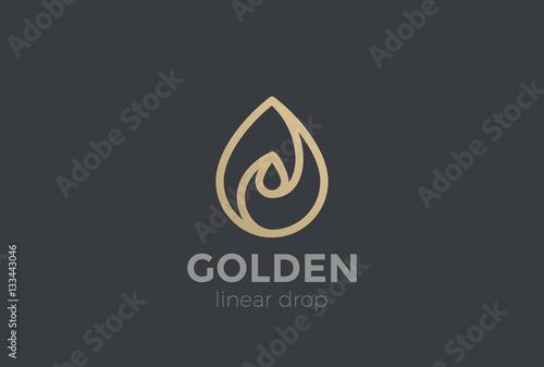 Water drop Logo 3D vector Linear. Waterdrop icon. Aqua droplet