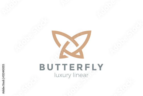 Photography Butterfly Logo vector Linear. Beauty Fashion Jewelry Luxury icon