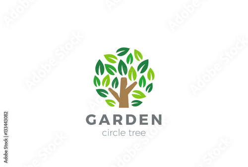 Tree Logo circle design vector. Organic Natural Plant Park icon