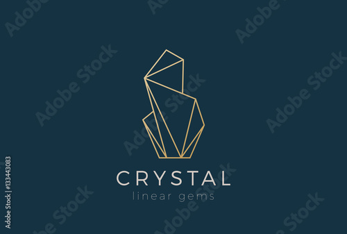 Crystal Gems Logo design Linear. Jewelry Fashion Luxury icon