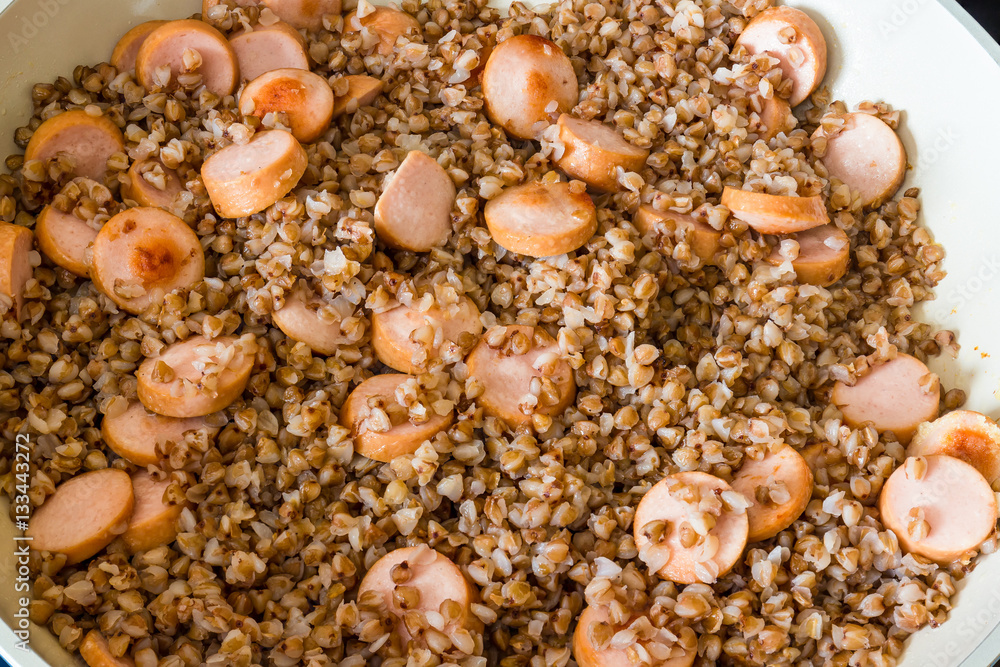 Buckwheat porridge with sausages Buckwheat porridge with sausages