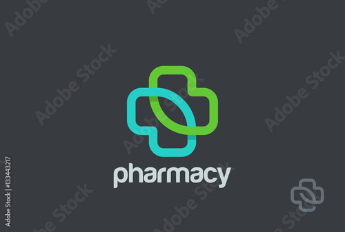 Pharmacy Logo eco cross design vector. Clinic Medicine Logotype