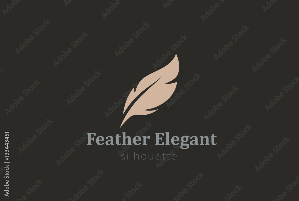 Quill Feather Logo design vector template