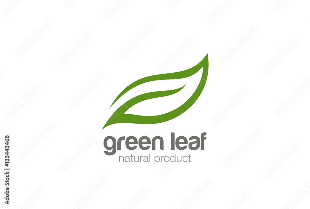 Green Leaf eco organic Logo design vector - obrazy, fototapety, plakaty 