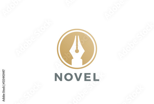 Pen Logo circle shape design. Law Legal Lawyer Writer icon