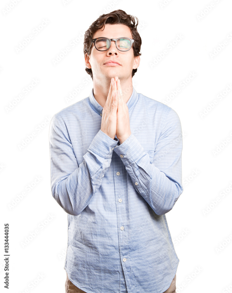 Hopeful young man praying
