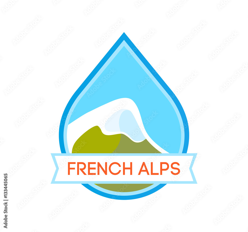Fototapeta premium Logo with Illustration of Alpine Mountain