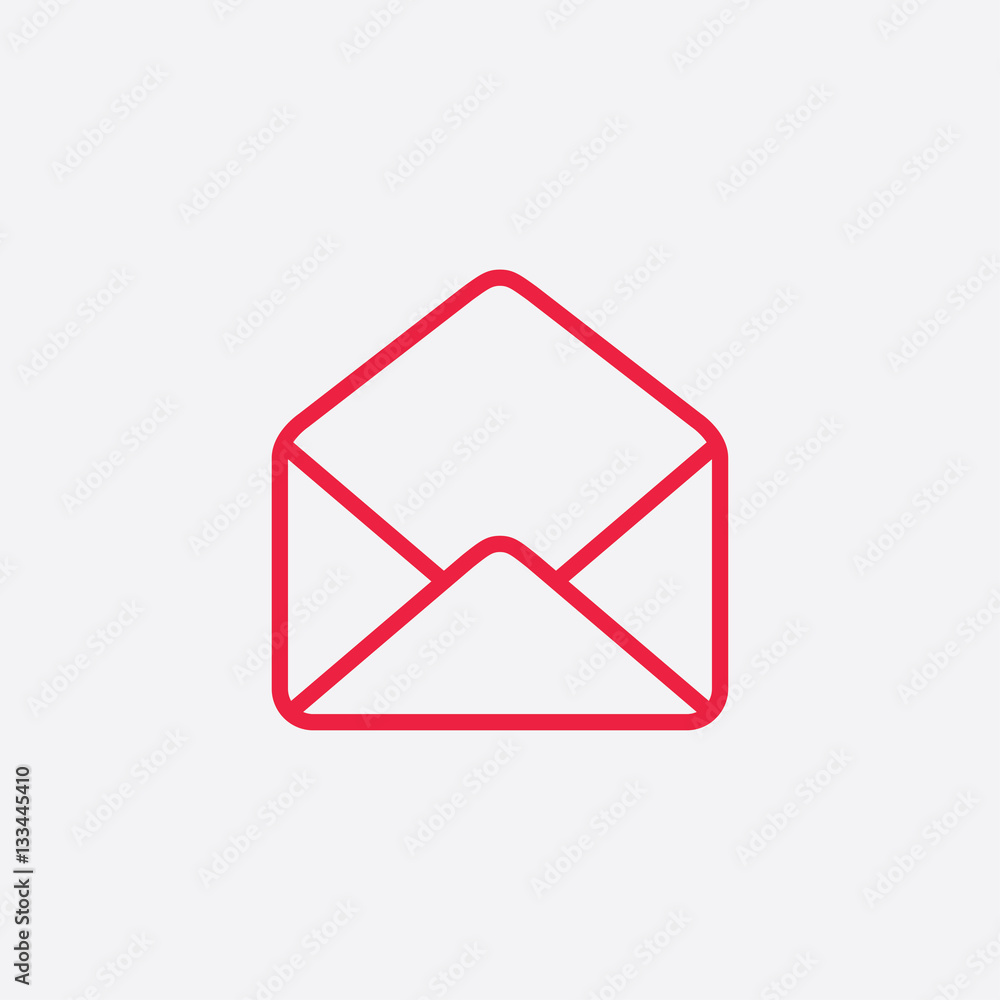 envelope letter mail email line icon red on white background envelope letter mail email line icon red on white background