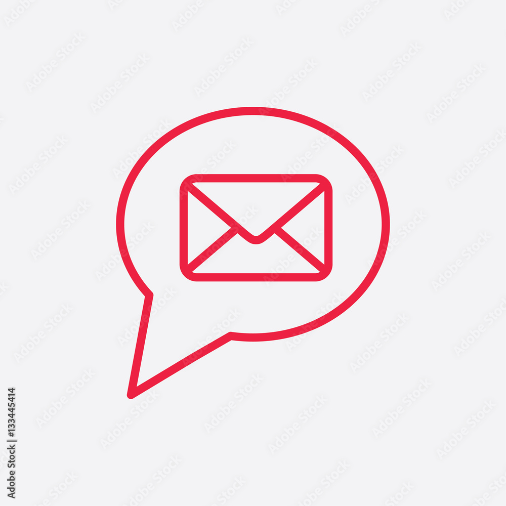 envelope letter mail email line icon red on white background envelope letter mail email line icon red on white background