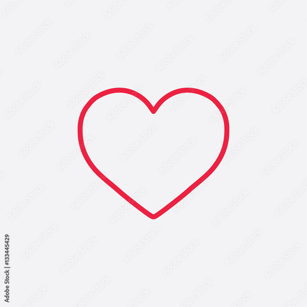 heart love valentine line icon red on white background