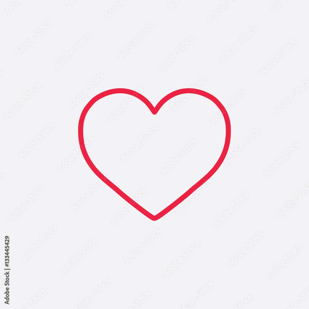 heart love valentine line icon red on white background heart love valentine line icon red on white background
