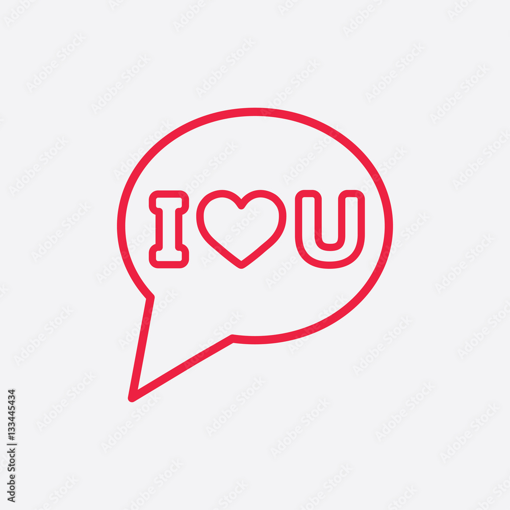 i love you line icon red on white background i love you line icon red on white background