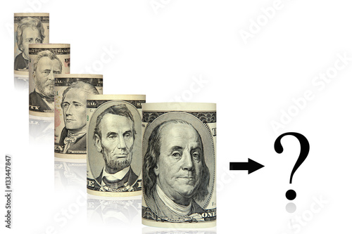 portraits of American presidents
Portraits of the Presidents of America, written in US dollars, are located on a white background. photo