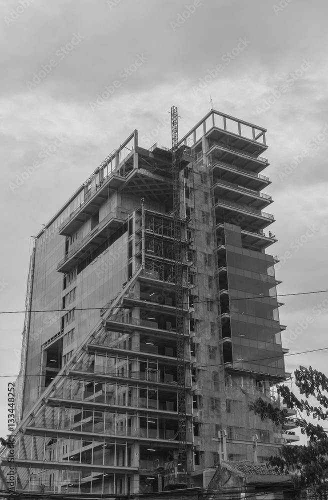 Building construction with cloudy sky as background photo taken in Jakarta Indonesia