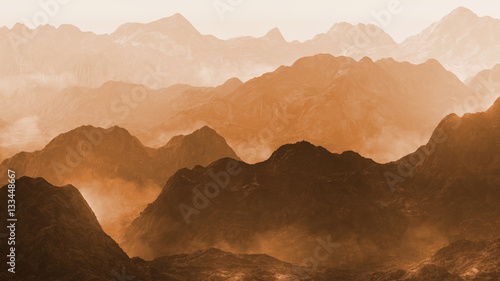 Plakat wzgórze krajobraz vintage dolina szczyt