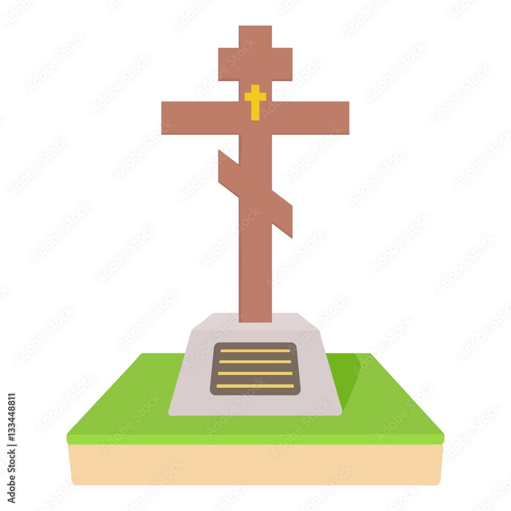 Christian grave icon, cartoon style