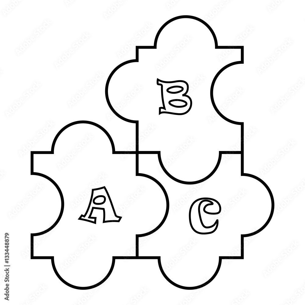 Puzzle icon, outline style Puzzle icon, outline style